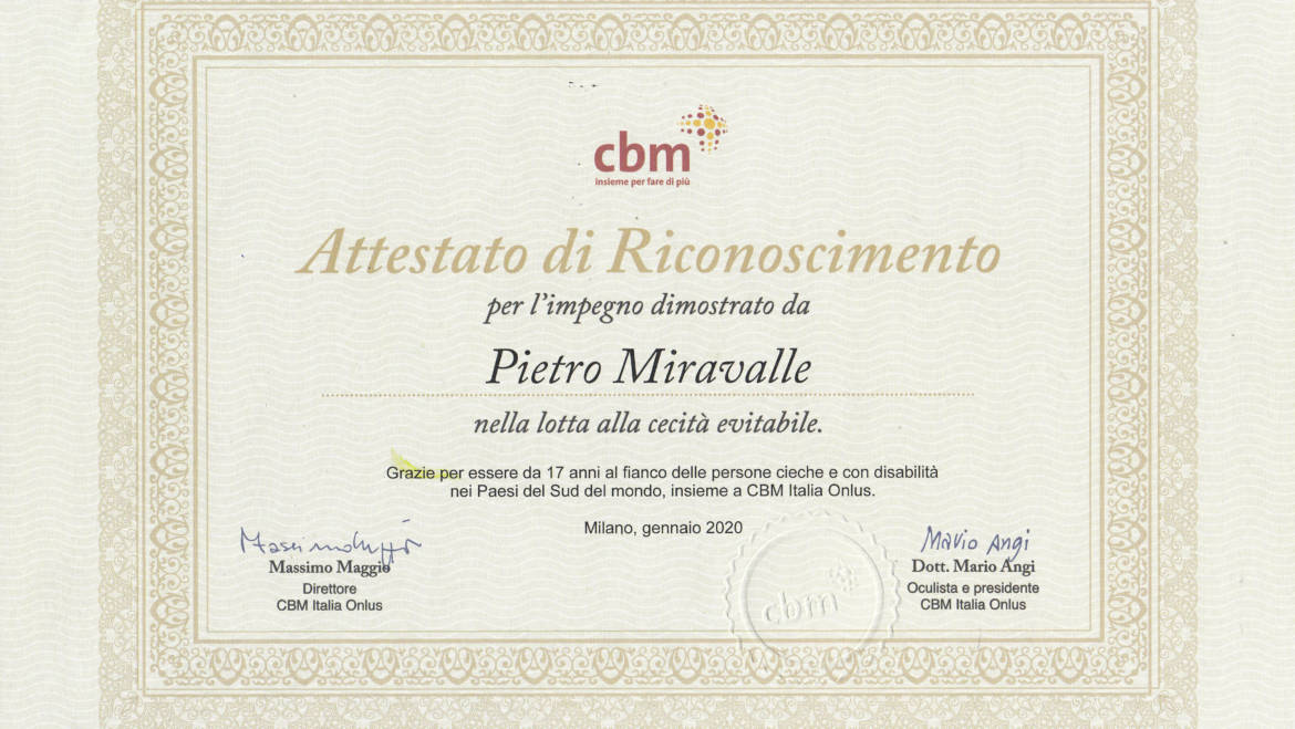 Miravalle 1926 for CBM Onlus