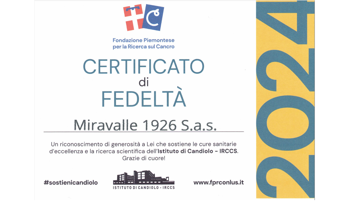 Miravalle 1926 con FPRC onlus per la ricerca